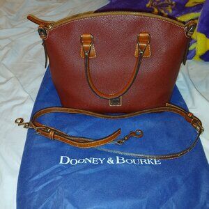 Dooney & Bourke Pebble Grain Leather Domed Satchel in Red